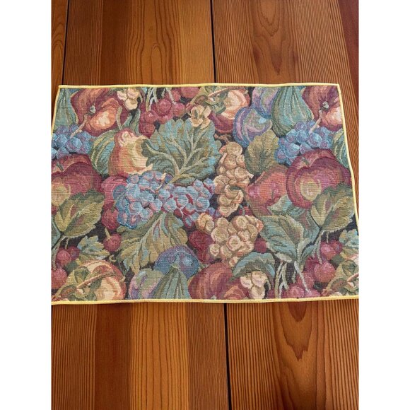 Set of 6 Fabric Tapestry Placemats Fruit Grapes, Cherry , Apple , Pear 18.5x13 - Picture 5 of 8